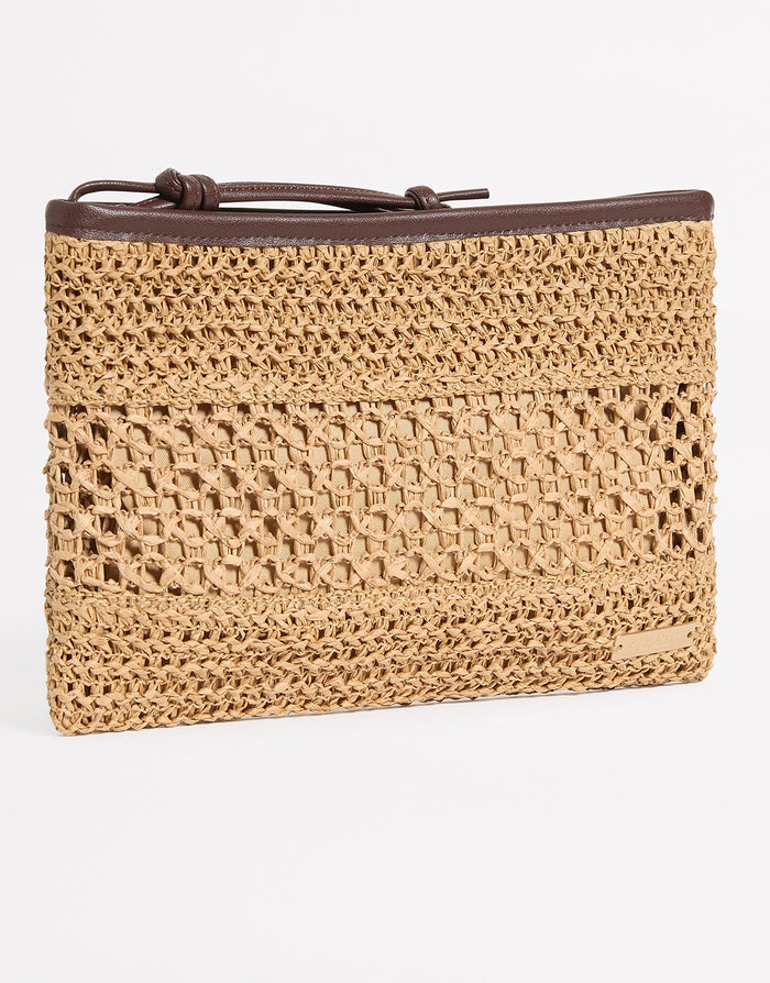 Raffia Mini Pochette Beach Bag - Sand