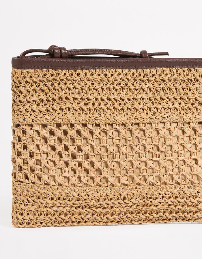 Raffia Mini Pochette Beach Bag - Sand