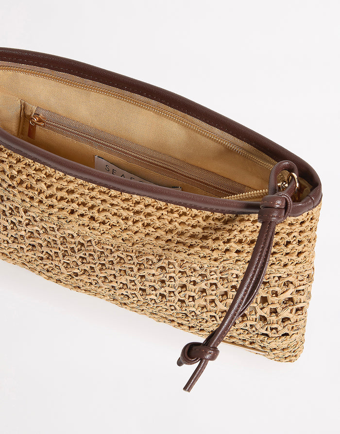 Raffia Mini Pochette Beach Bag - Sand