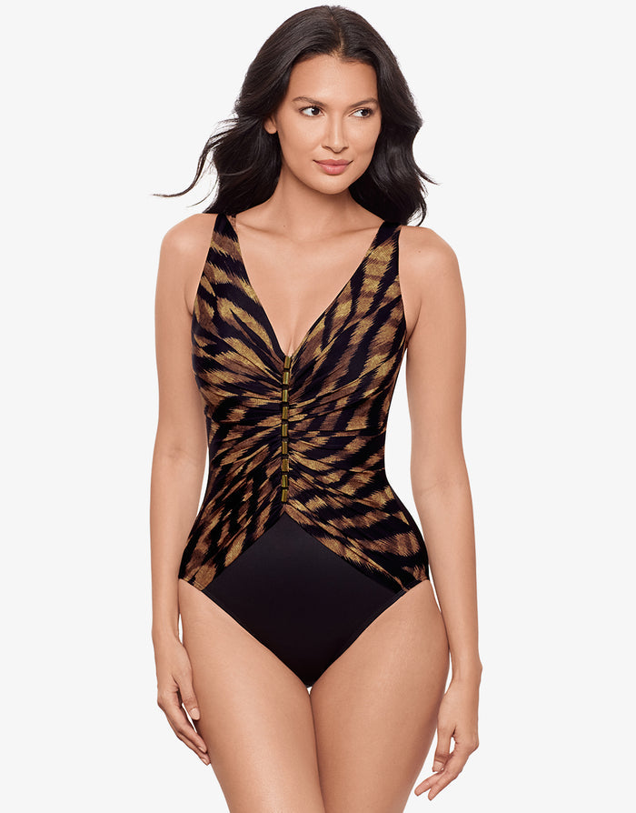 Miraclesuit Raya De Safari Charmer Swimsuit - Black Brown - Simply Beach UK