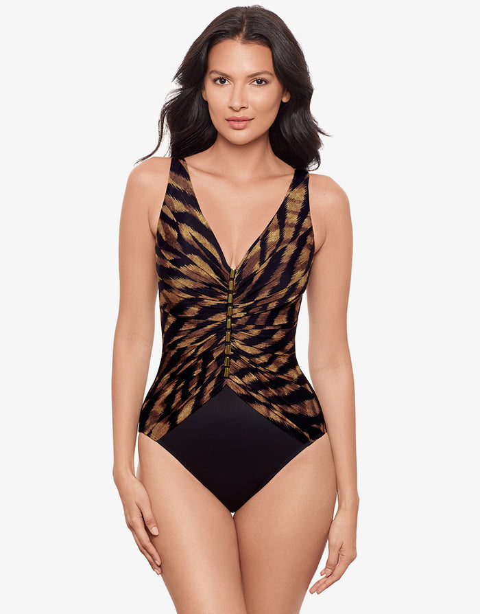 Miraclesuit Raya De Safari Charmer Swimsuit - Black Brown - Simply Beach UK
