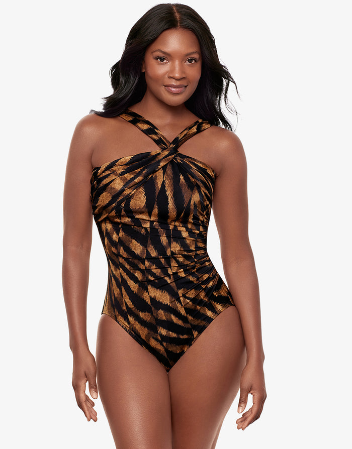 Miraclesuit Raya De Safari Europa Swimsuit - Black Brown - Simply Beach UK