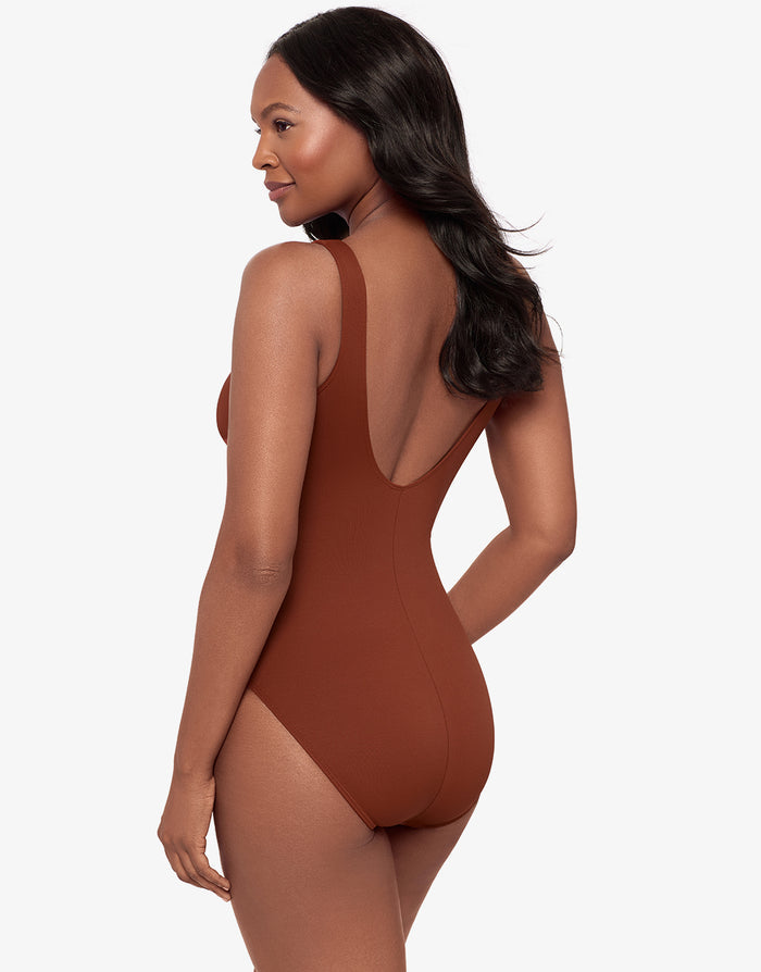 Miraclesuit Razzle Dazzle Zipt Swimsuit - Copper - Simply Beach UK