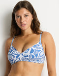 Sea Level Reef Cross Front Bra Bikini Top - Denim Blue - Simply Beach UK