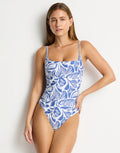 Sea Level Reef Square Neck Swimsuit - Denim Blue - Simply Beach UK