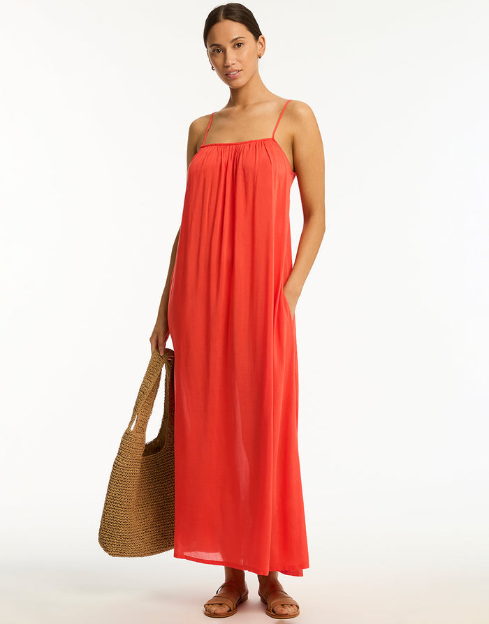 Sea Level Resort Essentials Maxi Sundress - Flame - Simply Beach UK