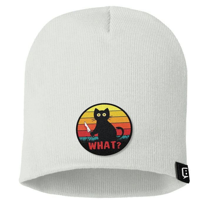 Retro Murderous Cat Patch Beanies - BustedTees.com