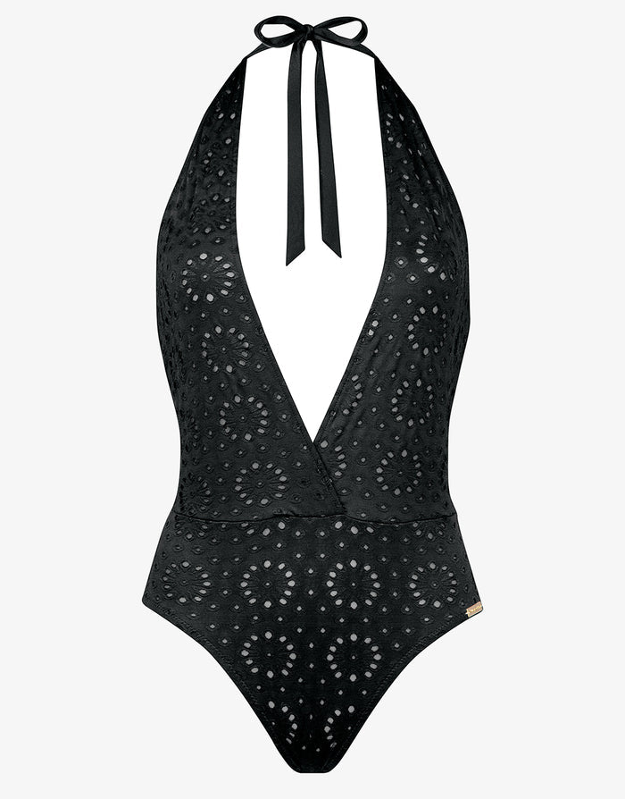 Riviera Notes Plunge Swimsuit - Deep Black - Simply Beach UK