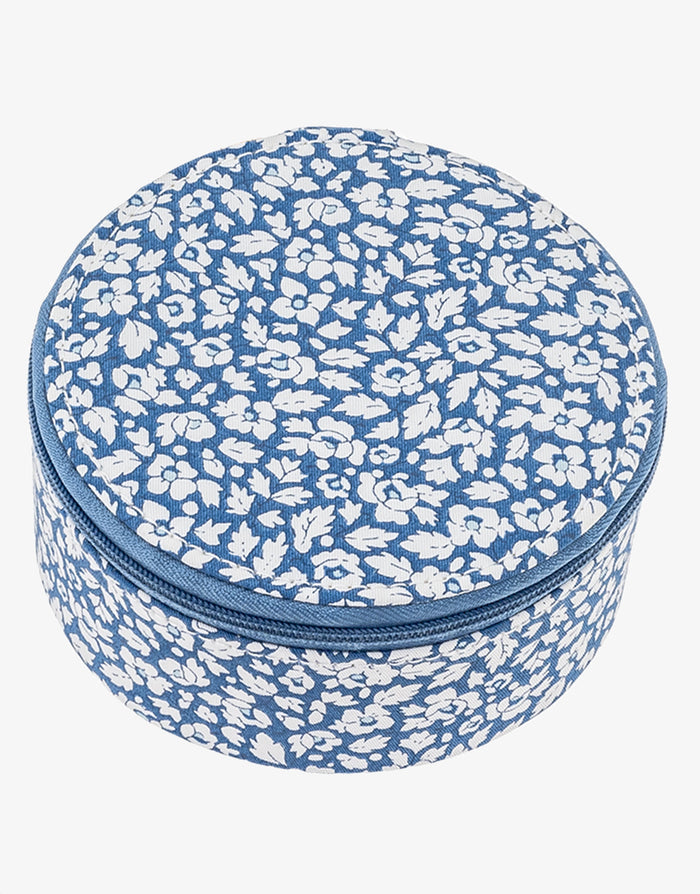 Emilia Round Jewellery Box - Liberty Feather Blue - Simply Beach UK