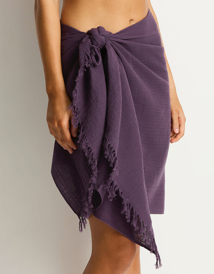 Salt Frayed Sarong - Blackberry