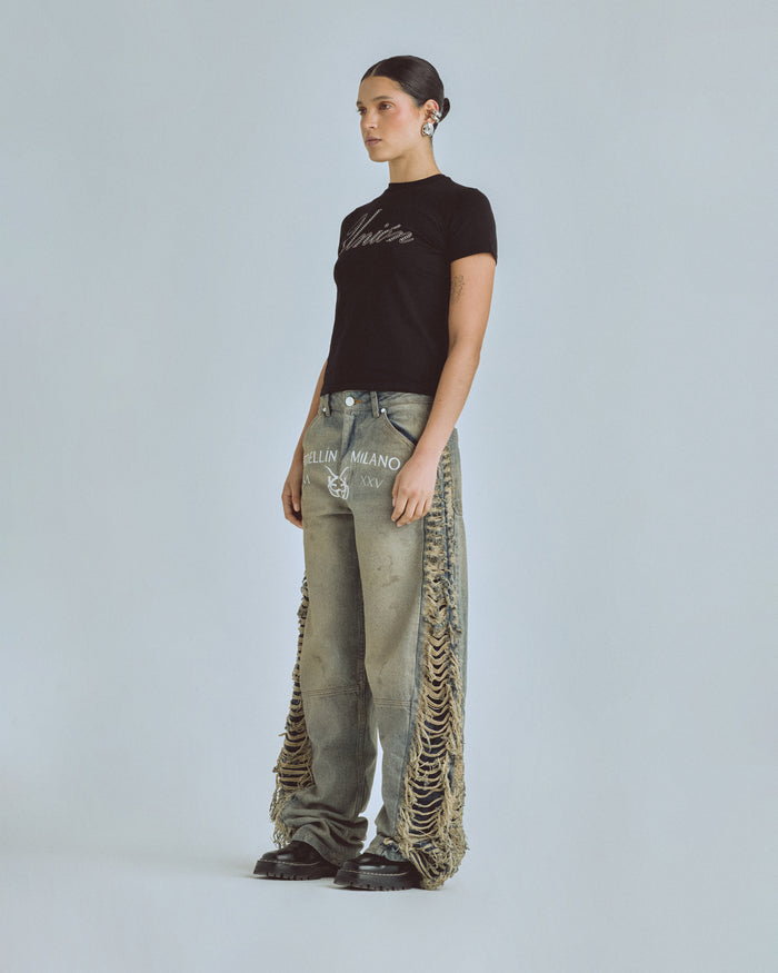 Santa Union "Unión" Long Baby Tee Black