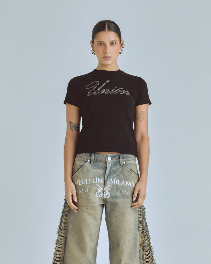 Santa Union "Unión" Long Baby Tee Black