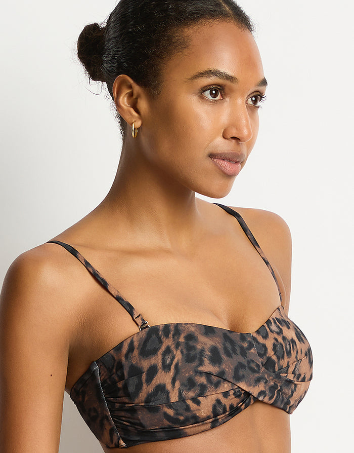Savanna Twist Bandeau Bikini Top - Chocolate