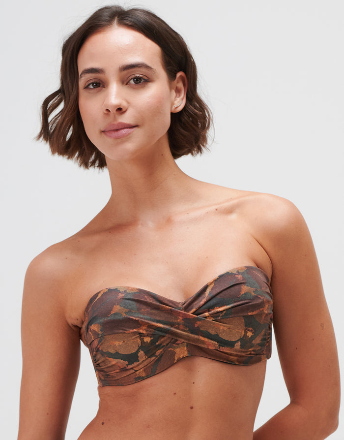 Jo Severin Savanna Twist Bandeau Bikini Top - Warm Earth - Simply Beach UK
