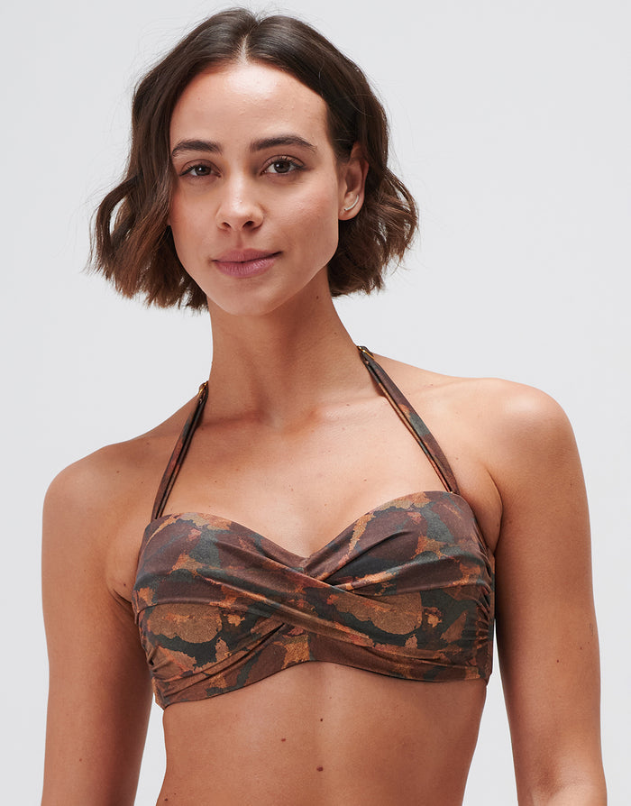 Jo Severin Savanna Twist Bandeau Bikini Top - Warm Earth - Simply Beach UK