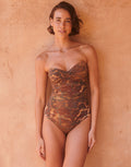 Jo Severin Savanna Underwired Twist Bandeau Swimsuit - Warm Earth - Simply Beach UK