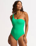 Sea Dive One Shoulder Swimsuit - Jade - Simply Beach UK