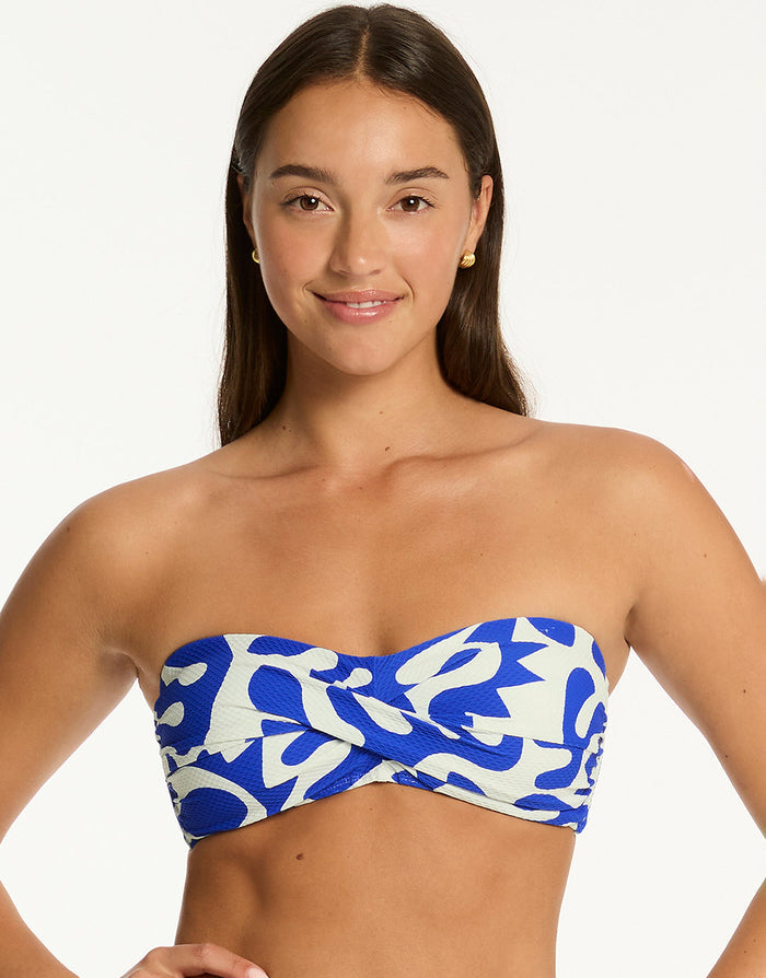 Sea Level Seascape Twist Bandeau Bikini Top - Blue - Simply Beach UK