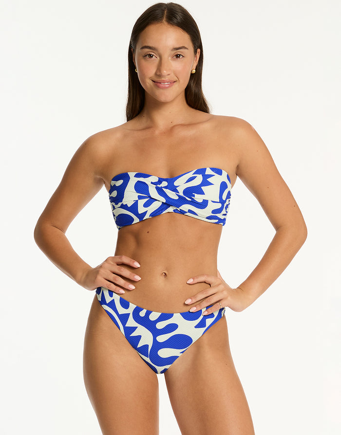 Sea Level Seascape Twist Bandeau Bikini Top - Blue - Simply Beach UK