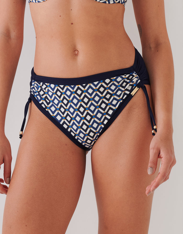 Charmline Seaside Dining Underwired Bikini Set - Navy Cream - Simply Beach UK