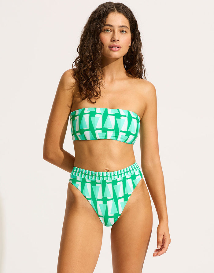 Secret Garden Reversible Tube Bikini Top - Jade - Simply Beach UK