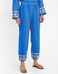 Selene Gathered Hem Trousers - Blue Raf and Gold