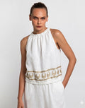 Selene Sleeveless Top - White and Gold