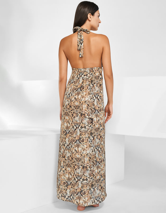 Serpent Maxi Halter Dress - Python - Simply Beach UK