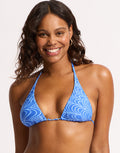 Seychelles Longline Slide Tri Bikini Top - Azure Blue - Simply Beach UK