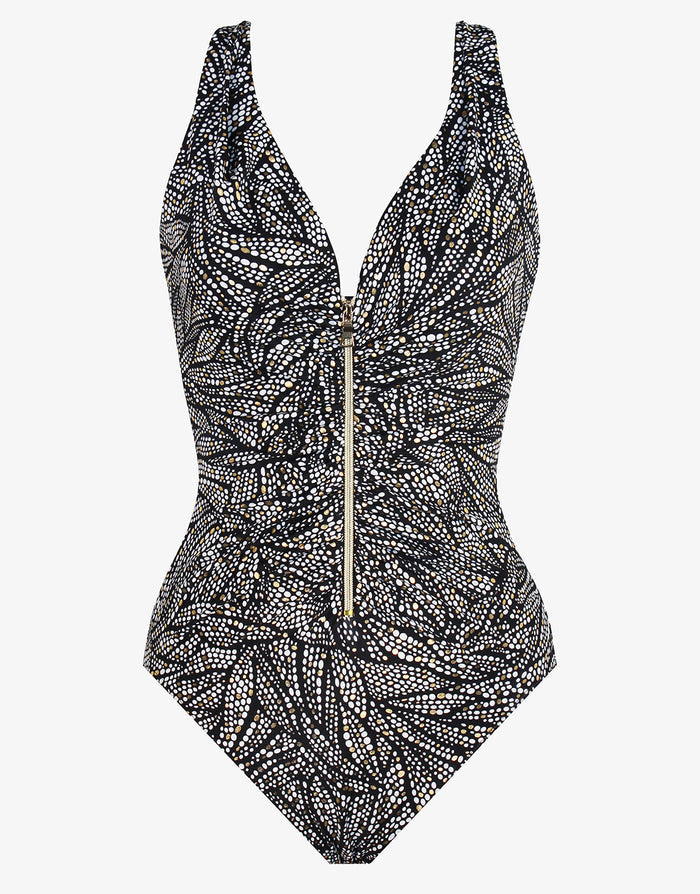 Shore Leave Zipt Swimsuit - Black and White - Simply Beach UK