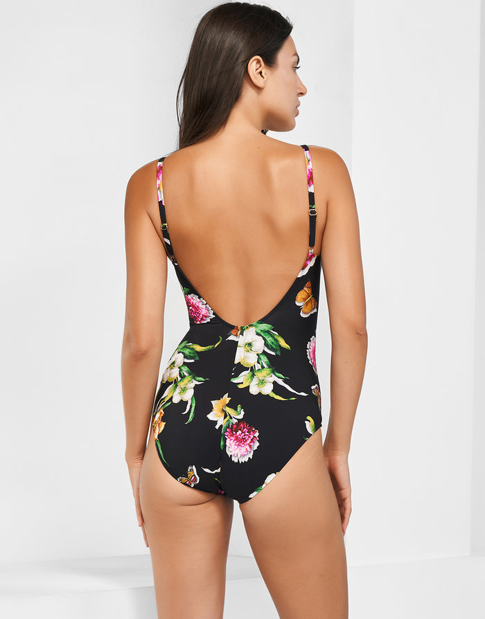 Siciliana Soft Cup Swimsuit - Black-Brights - Simply Beach UK