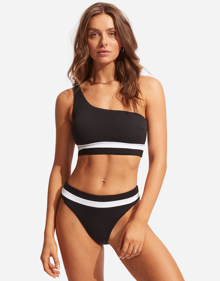 Slice of Splice High Rise Bikini Pant - Black and White - Simply Beach UK
