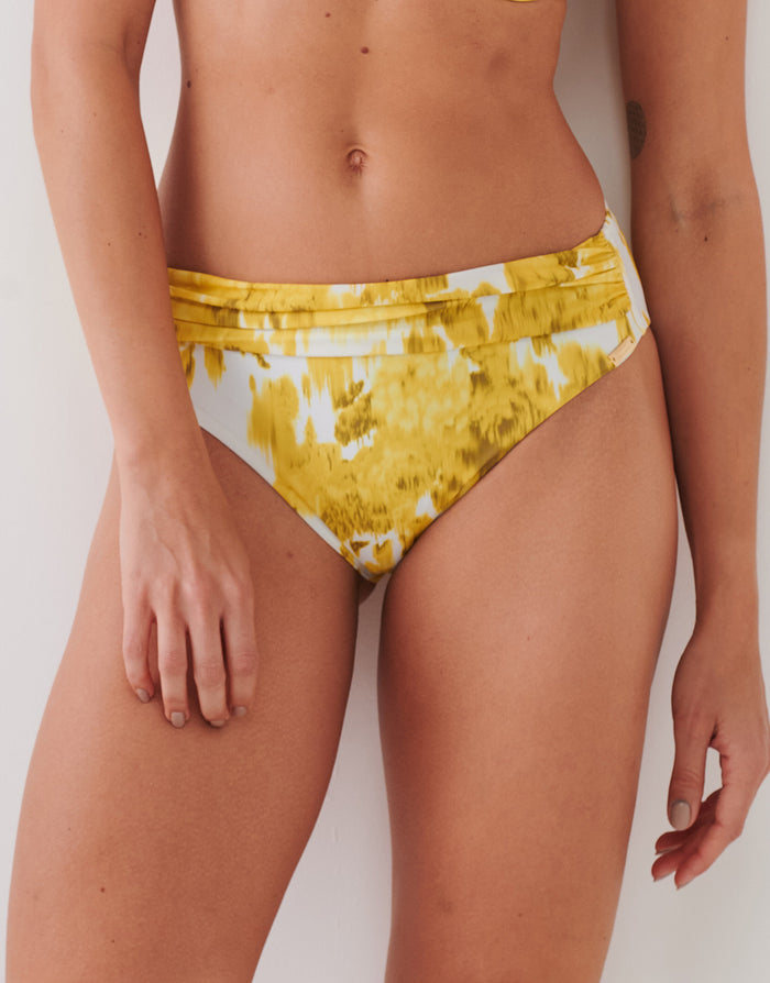 Maryan Mehlhorn Soft Focus Florals Ruched Band Bikini Pant - Vivid Yellow - Simply Beach UK