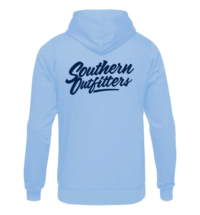 Southern Outfitters Hooded quarter Zip Navy Blue Logo - Carolina Blue