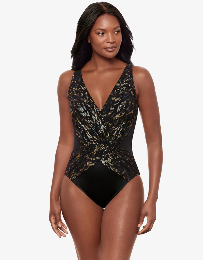 Miraclesuit Sparkle Plenty Ibiza Swimsuit - Black Multi - Simply Beach UK