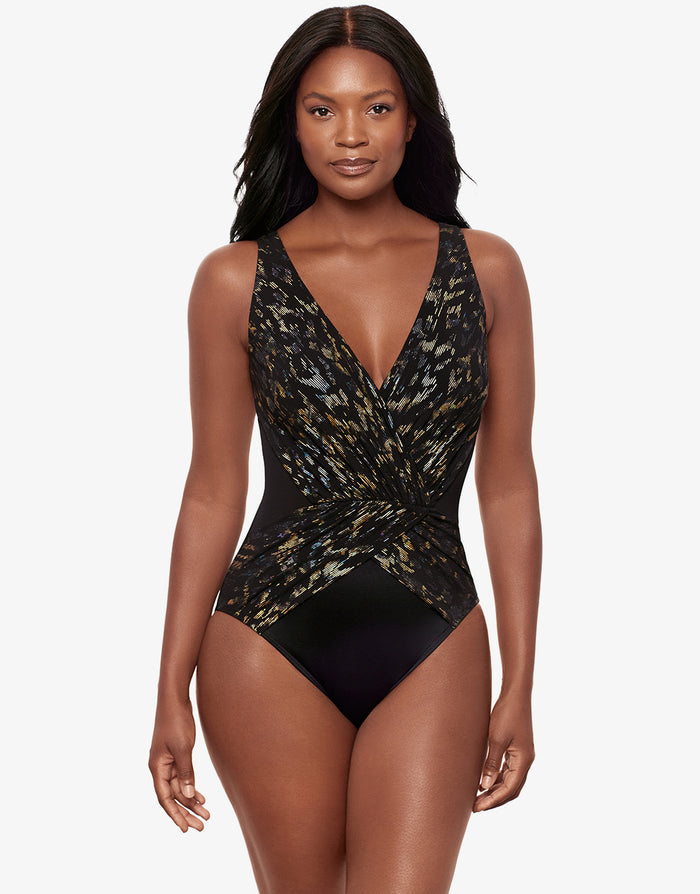 Miraclesuit Sparkle Plenty Ibiza Swimsuit - Black Multi - Simply Beach UK