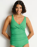 Sea Level Spinnaker Cross Front Multifit Tankini Top - Moss - Simply Beach UK