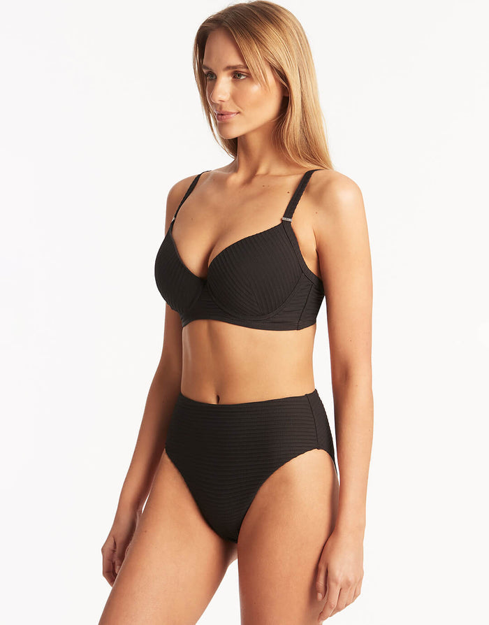 Spinnaker Moulded Underwired Bikini Top - Black - Simply Beach UK