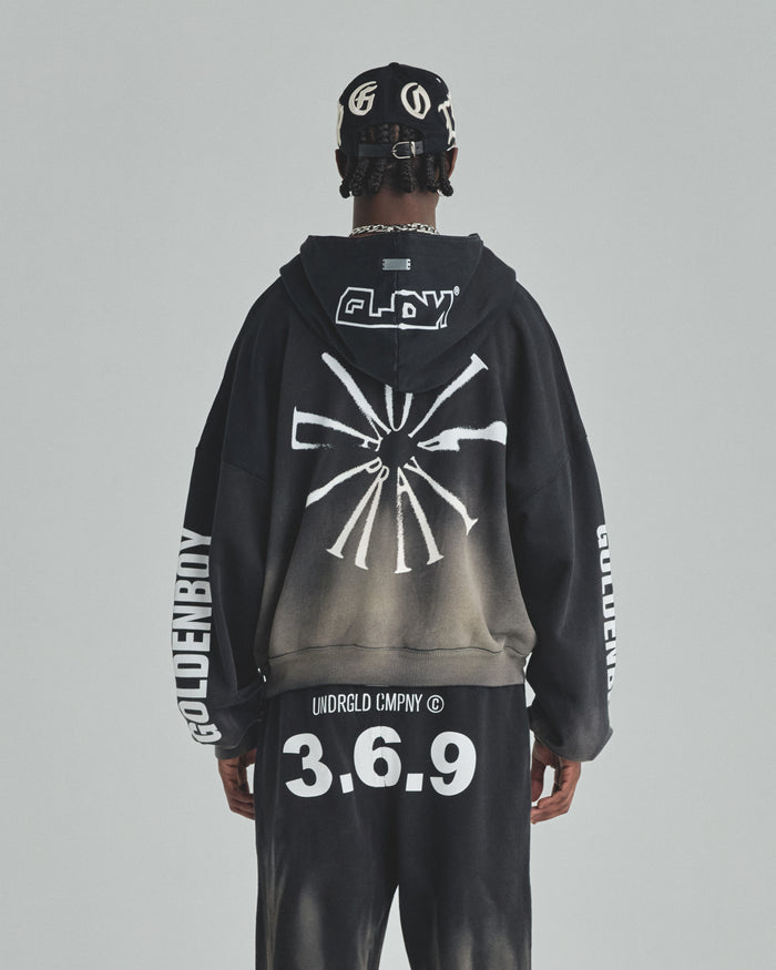 Spring Pray 4 Love Zip Up Boxy Fit Hoodie Sandblast Gray Flame
