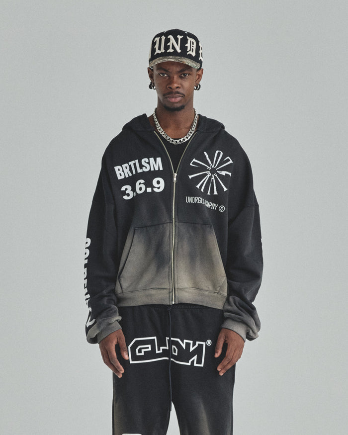 Spring Pray 4 Love Zip Up Boxy Fit Hoodie Sandblast Gray Flame