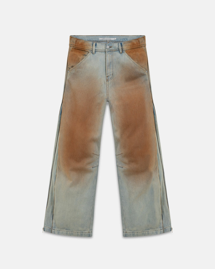 Spring UNDRGLD Zip Up Wide Jeans Brown