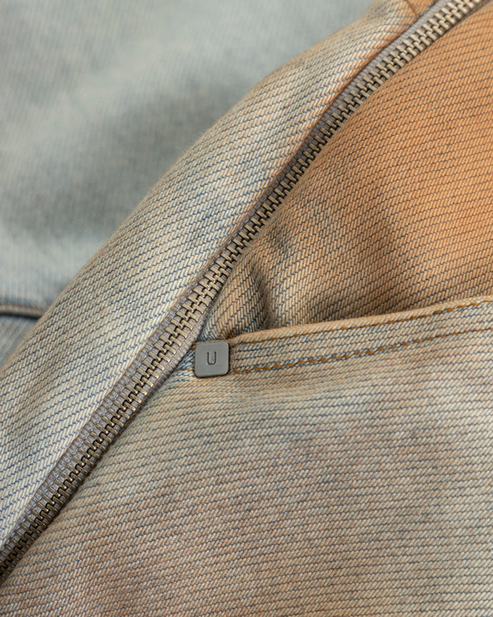 Spring UNDRGLD Zip Up Wide Jeans Brown