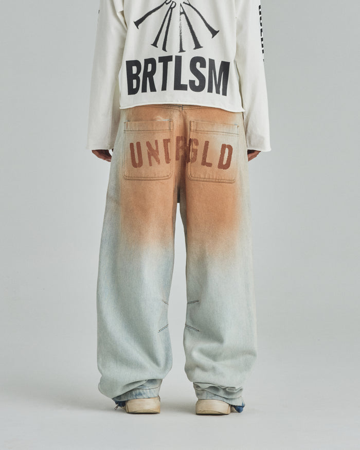 Spring UNDRGLD Zip Up Wide Jeans Brown