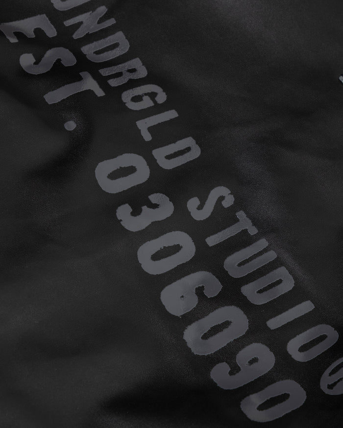 Spring Worn Logo Biker Jacket Black