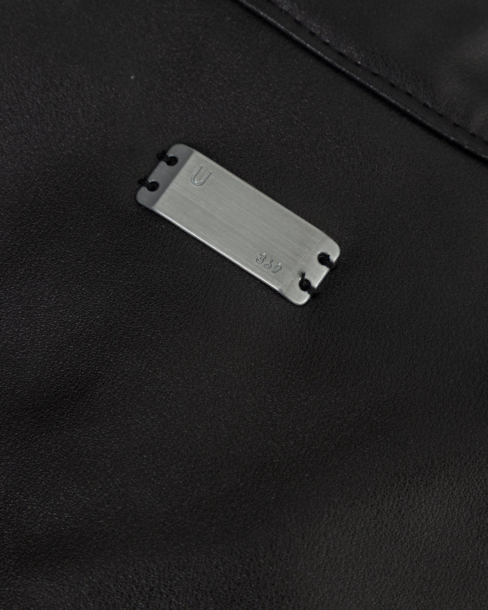 Spring Worn Logo Biker Jacket Black