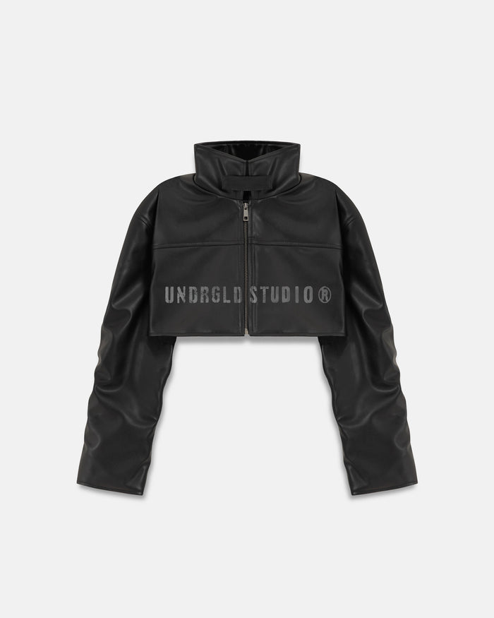 Spring Worn Logo Cropped Jacket Black