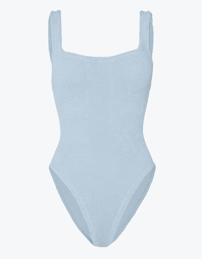 Hunza G Square Neck Swimsuit - Metallic Ice Blue - Simply Beach UK