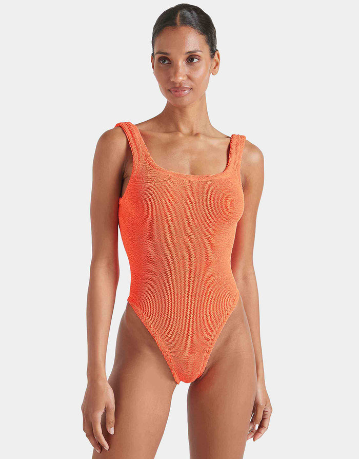 Hunza G Square Neck Swimsuit - Orange - Simply Beach UK
