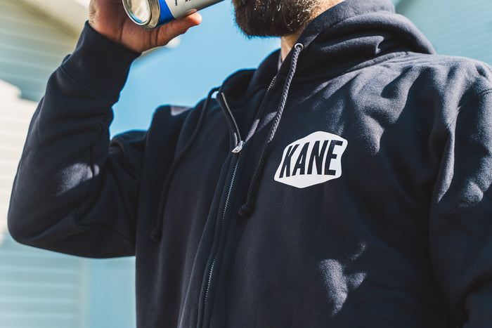 Stamp Logo Zip Hoodie - Navy