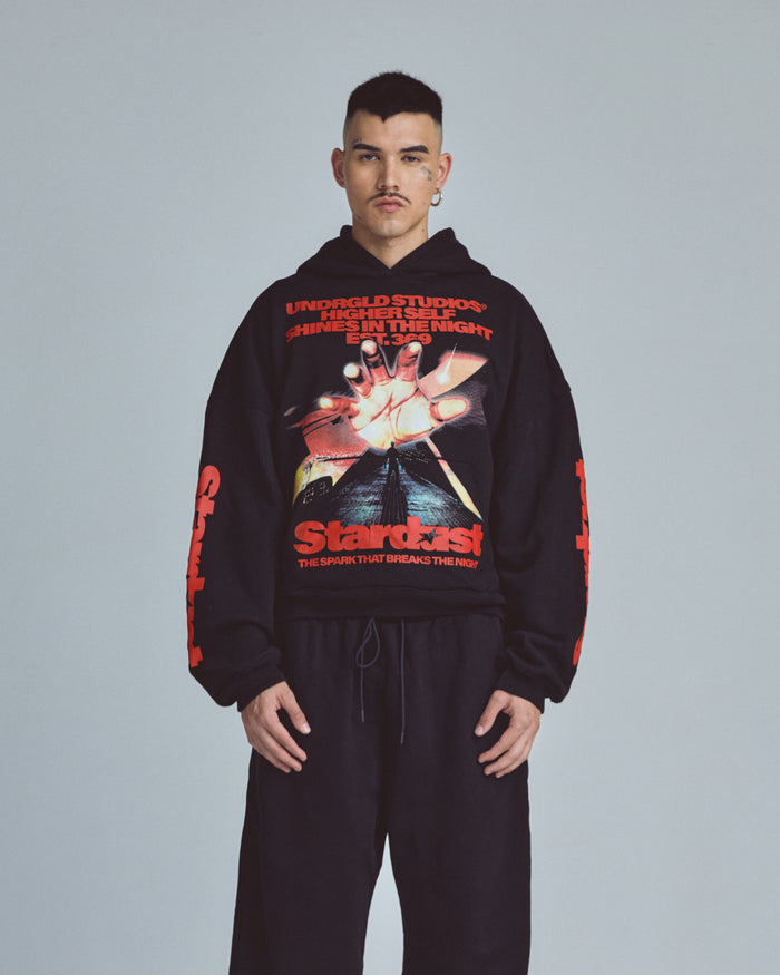 Stardust Rush Boxy Fit Hoodie Black